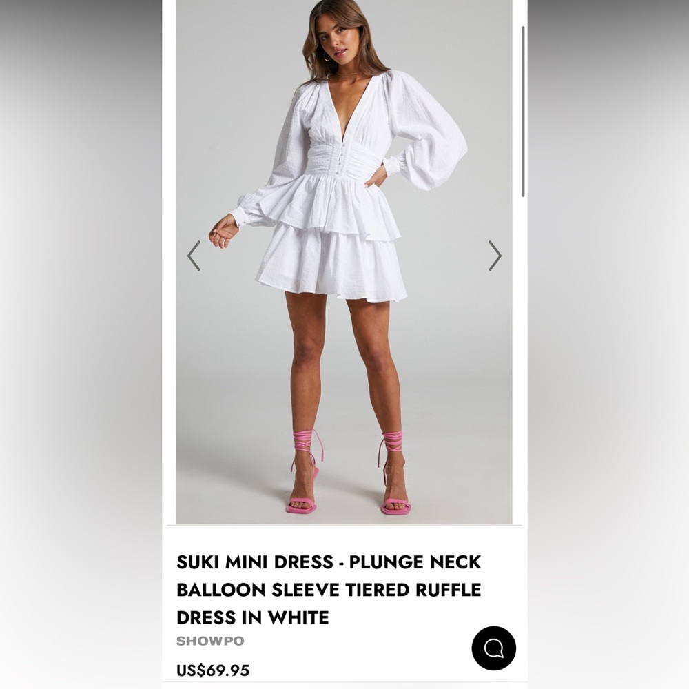 SHOWPO white Suki dress size US 2, AU 6, EU 34, UK 6